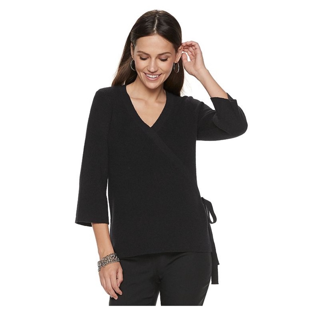New NWT Apt. 9 Black Womens Vneck Sweater XL
